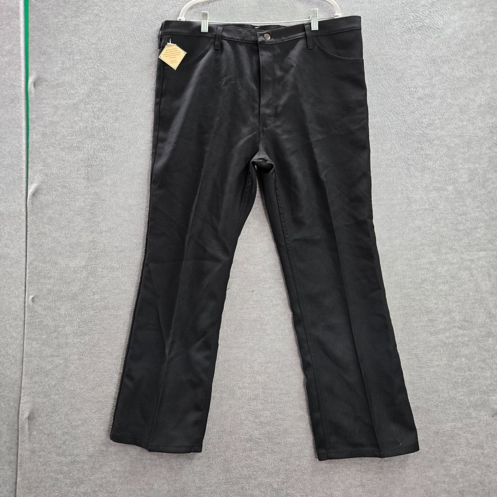 VINTAGE Wrangler Men Jeans 42x30 Black Denim Bootcut Wrancher Stretch NWT
